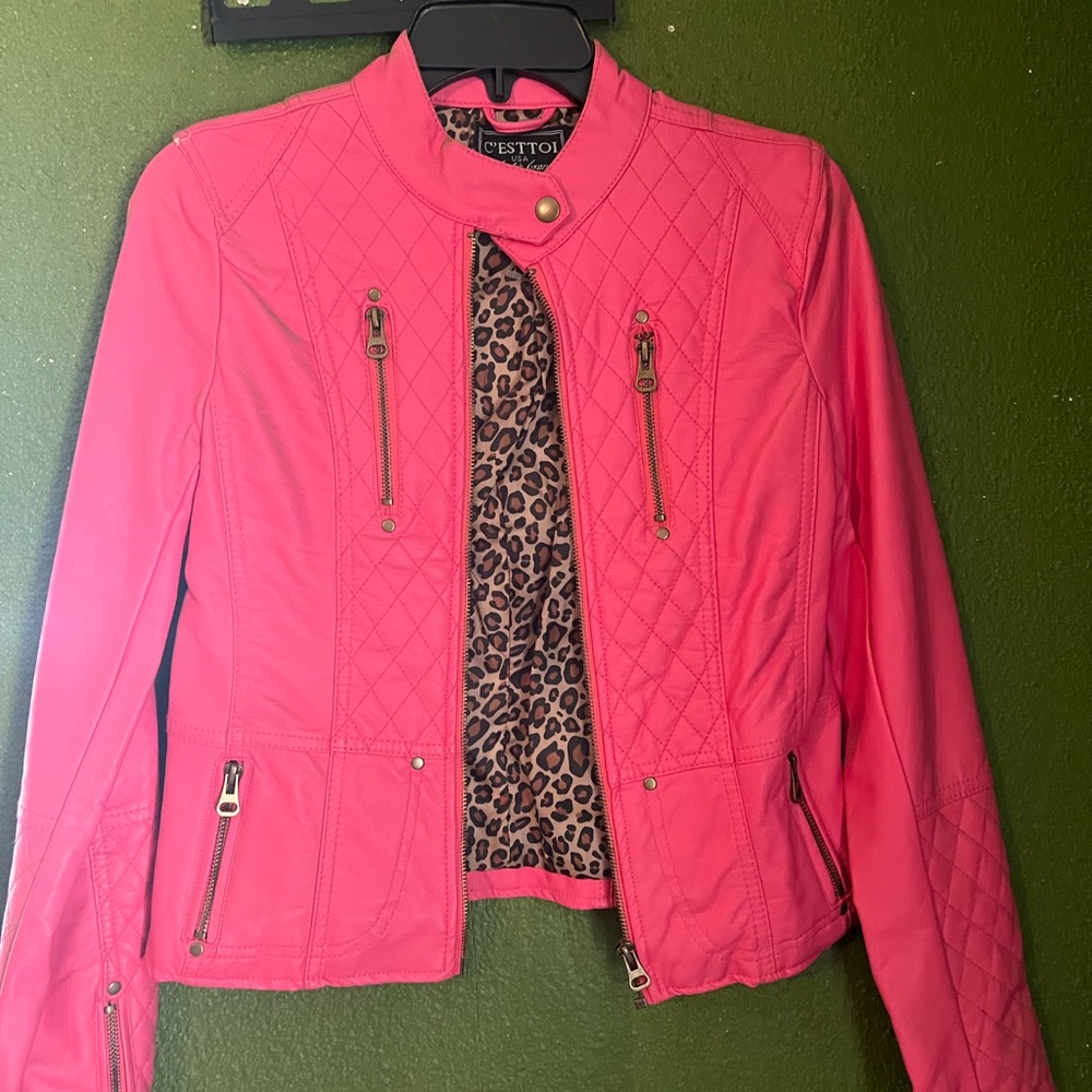 Hot Pink Leather Jacket